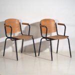 Industrial style chairs with armrests (c.1950). Set of 2 pieces – Armchairs, Iron, Industrieel (photo 6 of 10)