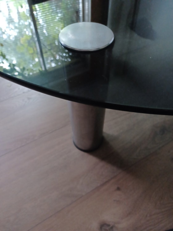 Marcuso Round Coffee Table / Lounge Table – Marco zanuso, polished steel, Glass (photo 6 of 6)