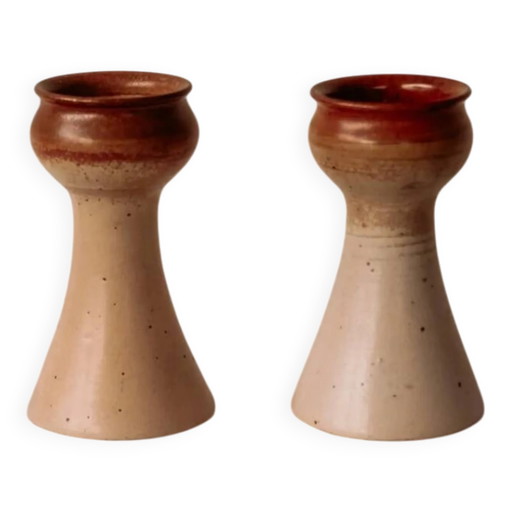 Pair of ceramic candle holders by Gunni Nordstrøm, Denmark, 1960s.