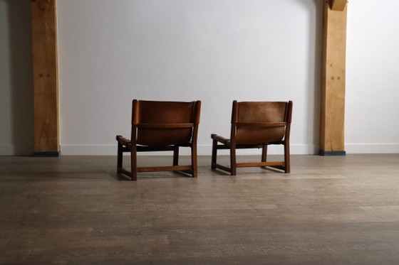 Image 1 of Paire de chaises Riaza en cuir cognac par Paco Muñoz pour la galerie Darro, Espagne, années 1960.