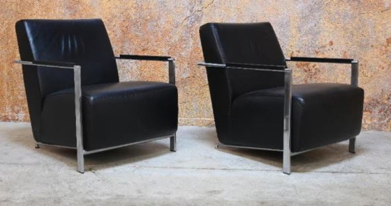 Image 1 of 2 poltrone Harvink Alowa in pelle nera.