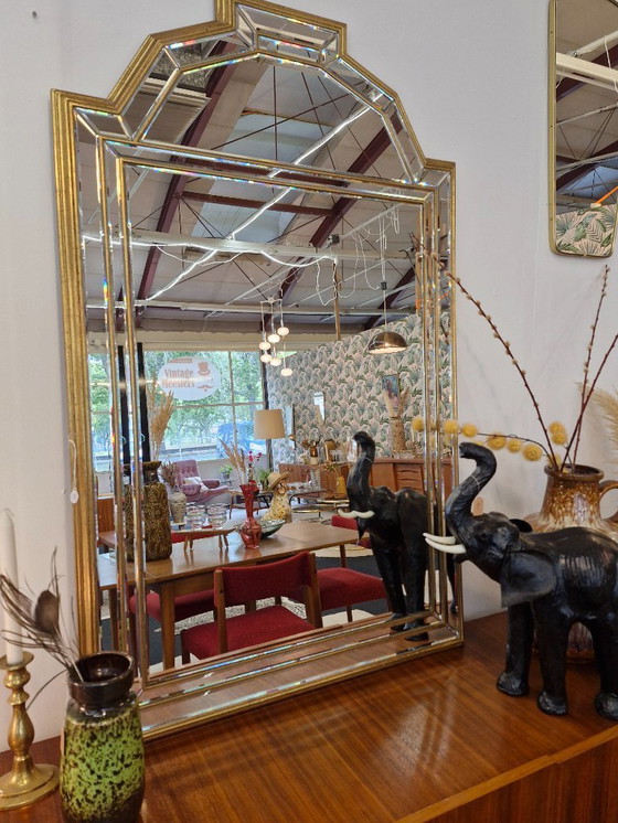 Image 1 of  Vintage Deknudt spiegel messing facet geslepen