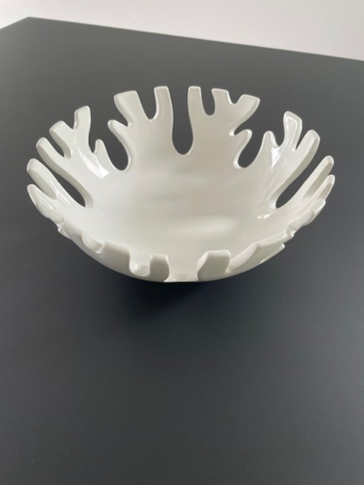 White ceramic bowl with coral design