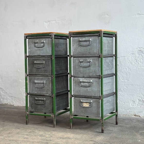 Image 1 of Industrial Steel & Perforated Metal Storage Cabinet / Shoe Rack