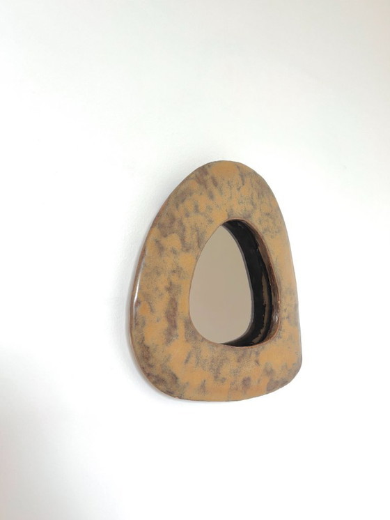 Image 1 of Franse hedendaagse keramische spiegel, "Triangolo" van Renzo Maar