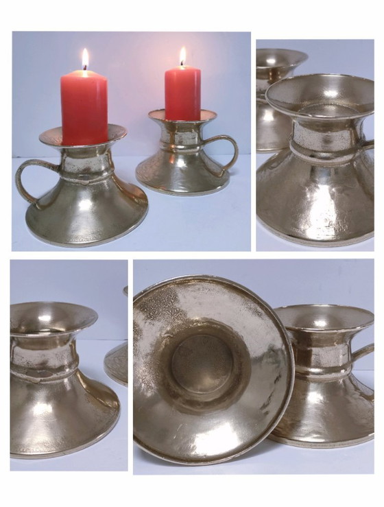 Image 1 of coppia di candelabri vintage in ottone massiccio