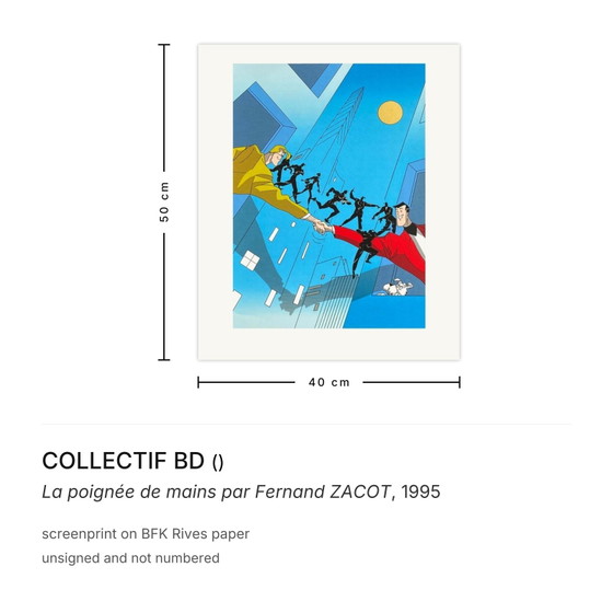 Image 1 of COLLEZIONE DI FUMETTI La stretta di mano di Fernand Zacot, serigrafia del 1995