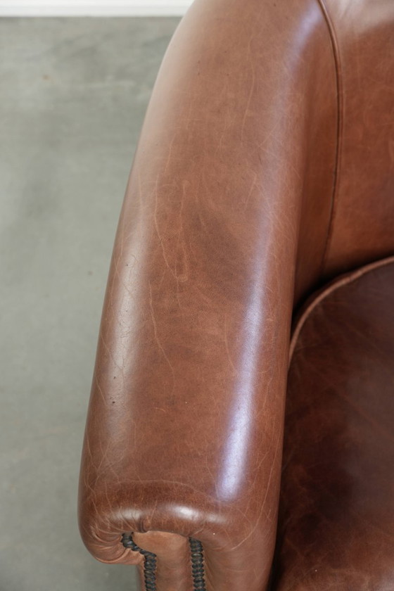 Cognacfarbener Club-Sessel im englischen Stil aus Rindsleder in gutem Zustand – Leather (photo 7 of 11)