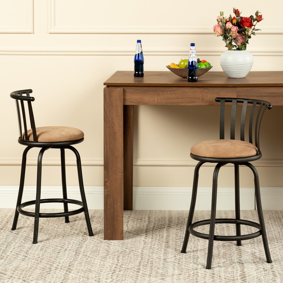 Image 1 of 2x sgabelli da bar girevoli marroni Urban Meuble in stile bistrot con poggiapiedi, 2 possibili altezze di seduta 62/73 cm Pistil