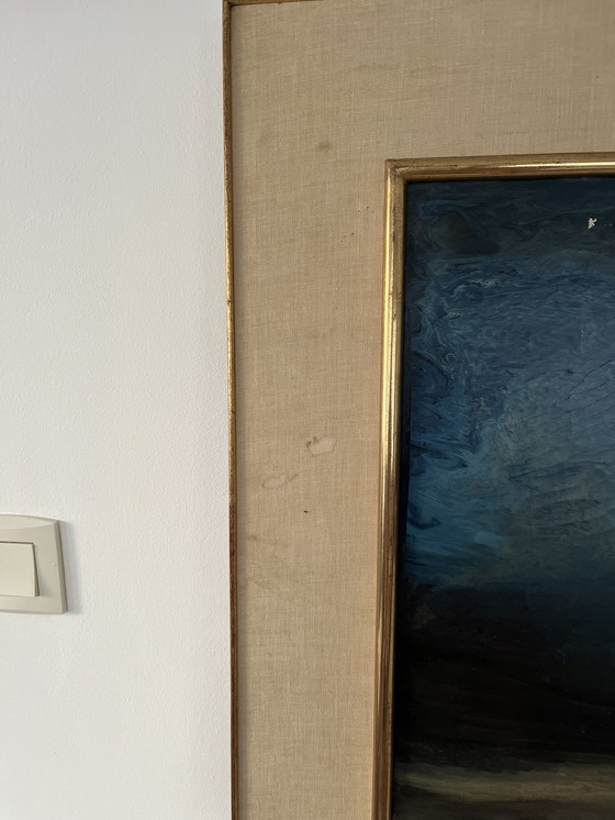 Image 1 of Vintage Oil Painting by W. Baele – Moody Seascape, Mid-Century Framed