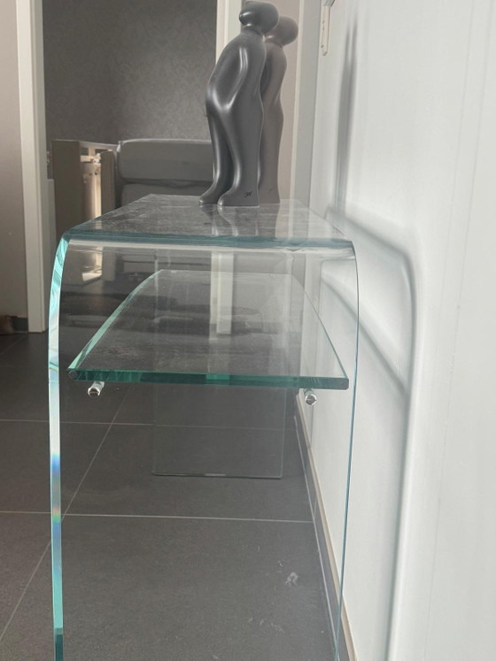 Console en verre courbé, design italien, SICA – Glass, Chrome (photo 6 of 10)