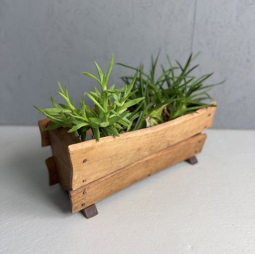 Vintage massief houten plantenbak