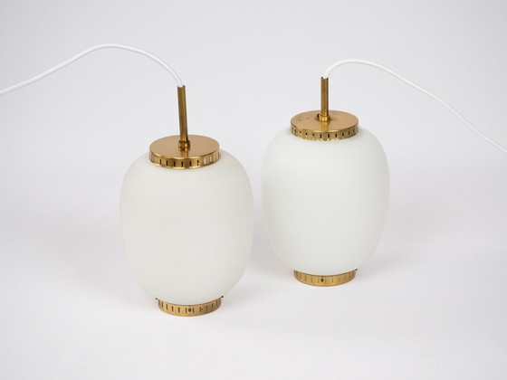 Image 1 of Coppia di 2 lampade a sospensione vintage danesi Kina di Bent Karlby, Lyfa, 1946