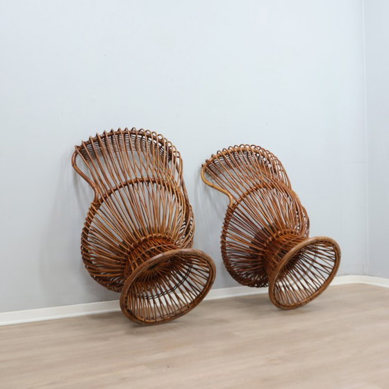Pair of 1950s Franco Albini "Margherita" rattan & cane Armchairs 1950s – bonacina (photo 7 of 12)