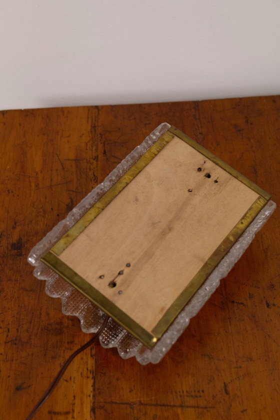 Image 1 of Grande lampada da parete in vetro pressato e ottone, Danimarca, anni '60