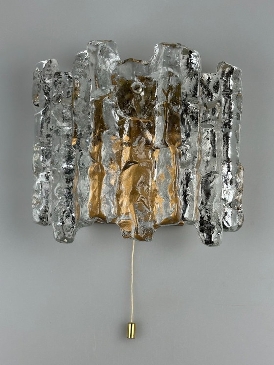Image 1 of 60s 70s ice glass wall lamp Aplique de J.T. Kalmar Austria Design