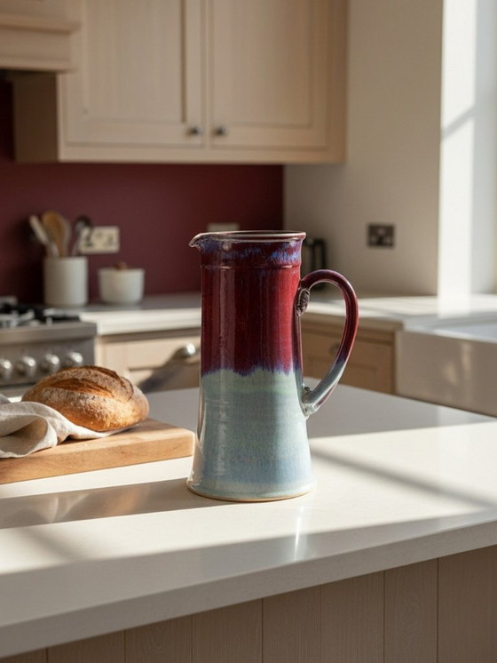 Image 1 of Grand broc grès d'art de lévéjac Michel Goldstyn émail sang de boeuf flammé