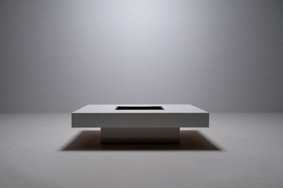 Image 1 of Couchtisch mit integrierter Messingbar von Willy Rizzo, Italien, 1970er Jahre