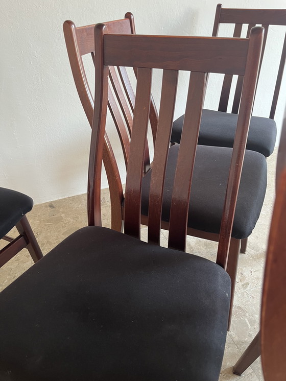 Image 1 of 6x Originele "Farstrup Møbelfabrik jaren 60" Eetkamerstoel Mahonie Denemarken!!