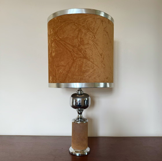 Image 1 of Velvet Chromed Metal Lamp 60s