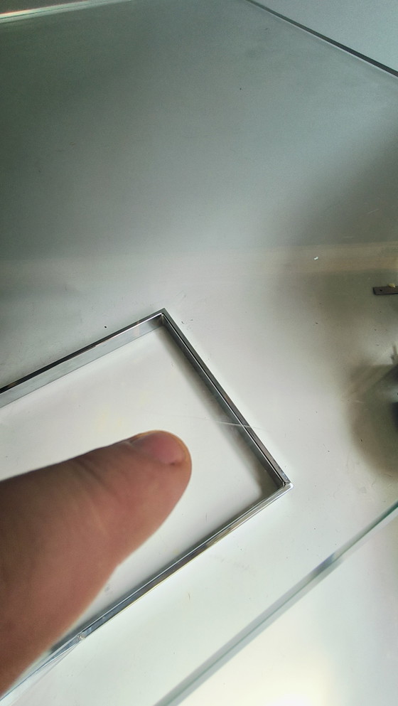 Image 1 of Table d'appoint moderne en verre Gerba verre chromé