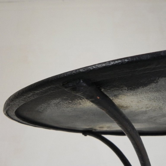 Image 1 of Bistro table with cast iron legs and round steel top, 1930s