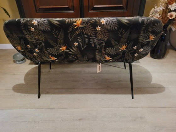 Image 1 of Banc de salle à manger en bois imprimé Bram en velours