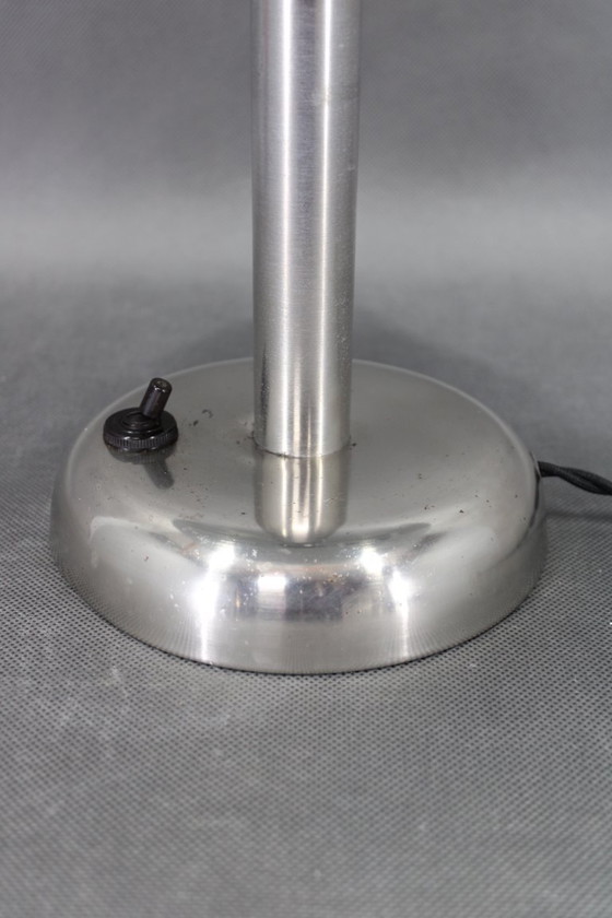 Image 1 of 1930s Art Deco Nickel Mushroom Table Lamp Europe