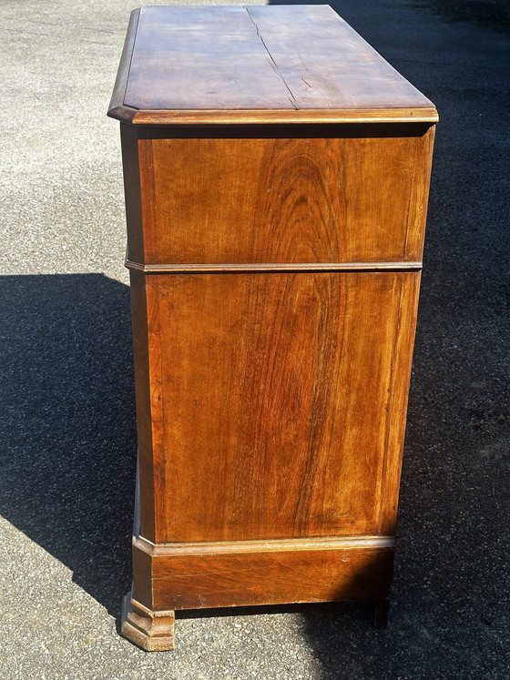 Image 1 of Antieke secretaire met klapdeur van notenhout - periode Lodewijk Philippe