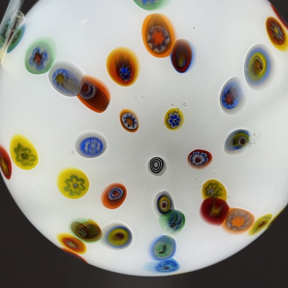 Lampadario Sospensione Sfera Vetro Murano Murrine Colorate Bianco Design Pop – Lampade a sospensione (photo 5 of 5)