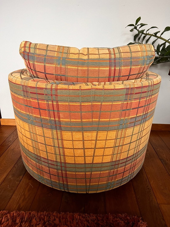 Set of 2 classic Roche Bobois Armchairs with plaid wool motif, Textile, Green (photo 6 of 12)