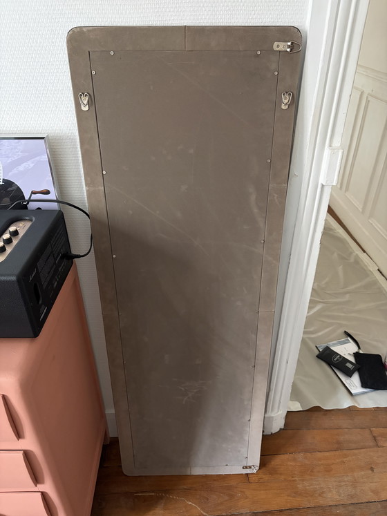 Image 1 of Large grey leather mirror