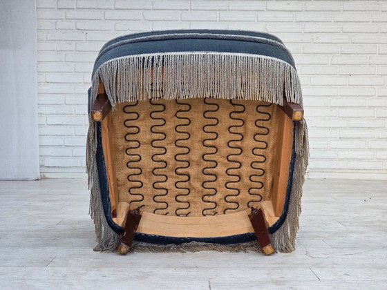 1970s, Danish armchair, furniture velour, beech wood., Velvet, Blue (photo 3 of 17)
