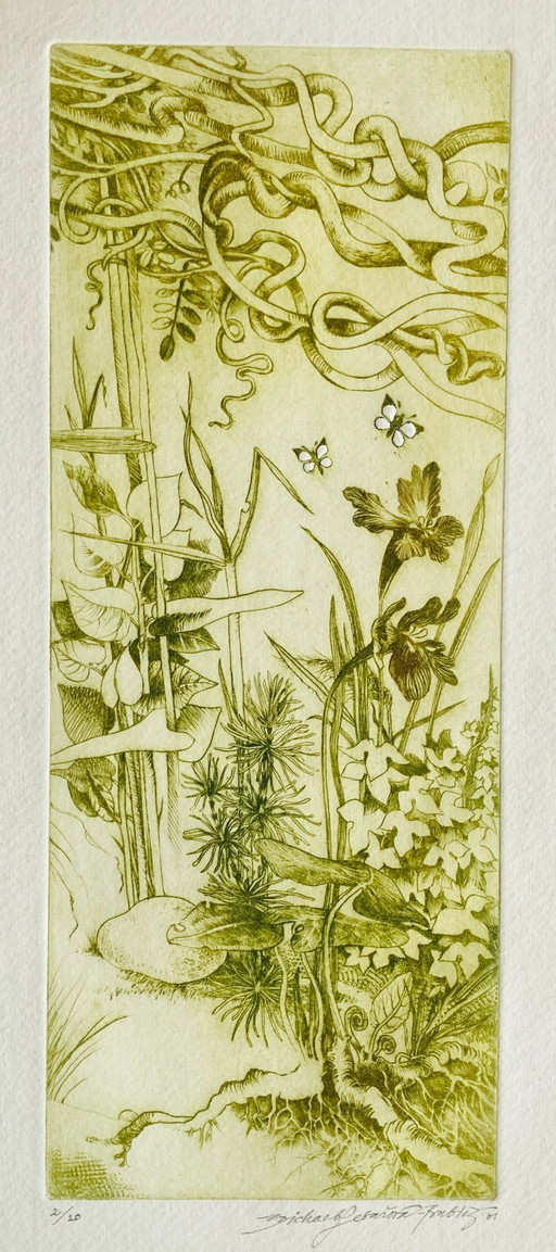 Michaela Lesarova Roubickova - Vintage Etching - Garden of Eden
