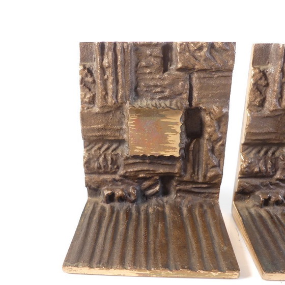 1 Paire de serre-livres brutalistes des années 1960 – Objets déco, Bronze (photo 3 of 8)