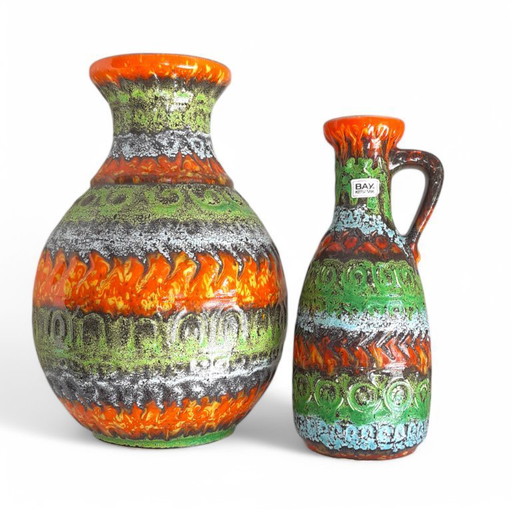 Vaso Bay Keramik 92-30 e brocca 93-25, Germania occidentale, anni '70