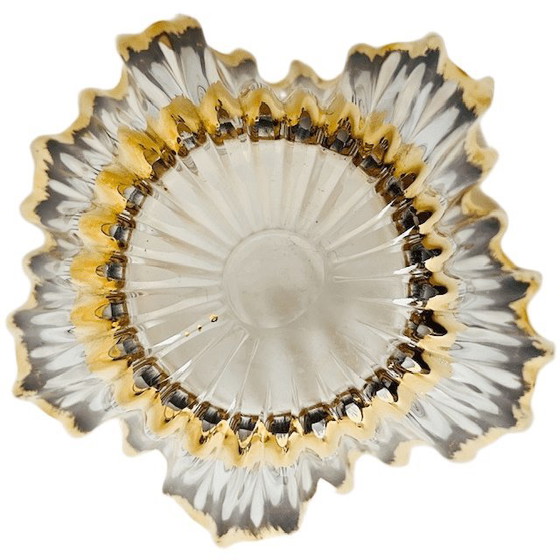 Image 1 of Cuenco de cristal soplado de mediados de siglo, bañado en oro, Cofrac Art Verrier, década de 1960