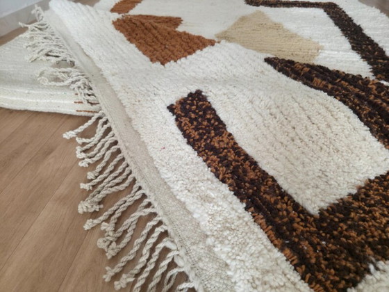 Image 1 of Handgeweven Marokkaans Berber wollen tapijt 3x2m | Abstract Beni Ourain tapijt