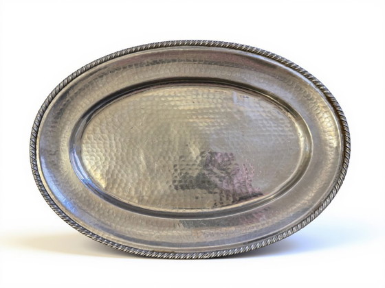 Image 1 of 95% hand-beaten pewter tray