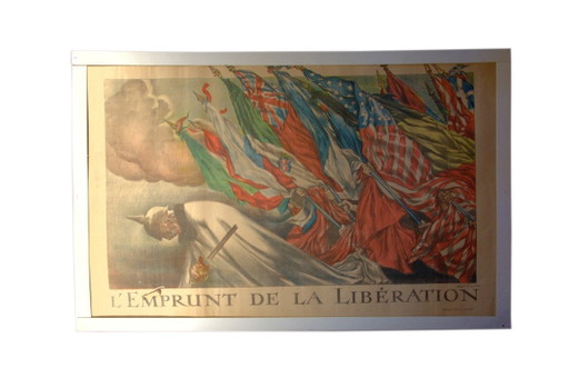 Originele poster op karton, "De bevrijdingslening", Bankeconomie, Abel Faivre, Maquet Gr, 80x120cm, Eerste Wereldoorlog, 1G