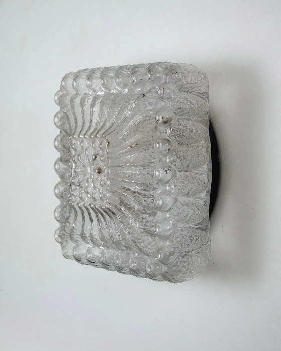 Plafoniere Quadrate in Vetro a Bolle Stampato, Germania, Metallo (foto 2 di 6)