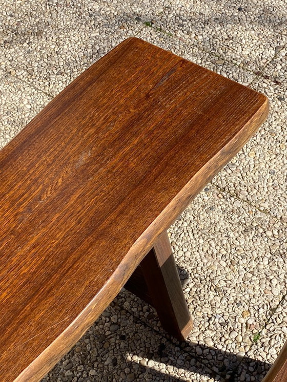 Image 1 of Pair of elm benches for a rustic brutalist farmhouse table, 1950s