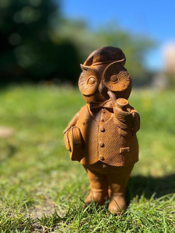 Image 1 of Gufo in ghisa con patina naturale di ruggine - Spedizione gratuita