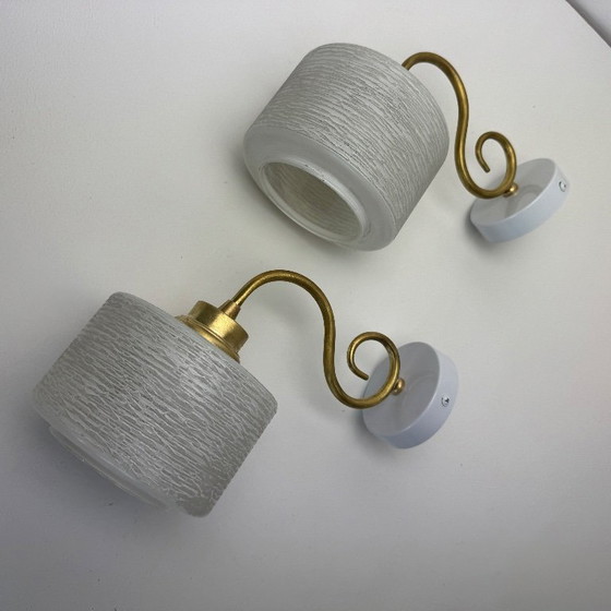 Image 1 of COPPIA DI APPLIQUE VINTAGE IN VETRO E GRANITO