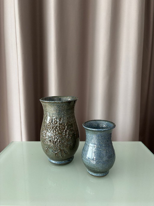 Coppia di vasi in ceramica da studio belga – Fatti a mano