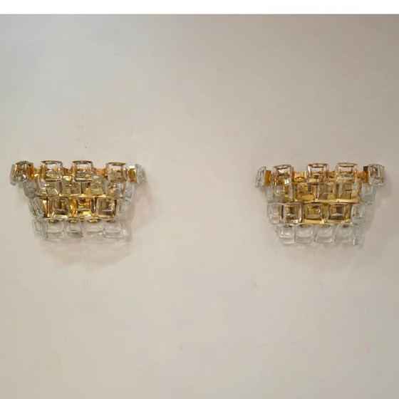 Set of 2 Palwa wall lamps, brass & crystal glass, brutalist, mid-century 60s – Wall lights (photo 2 of 6)