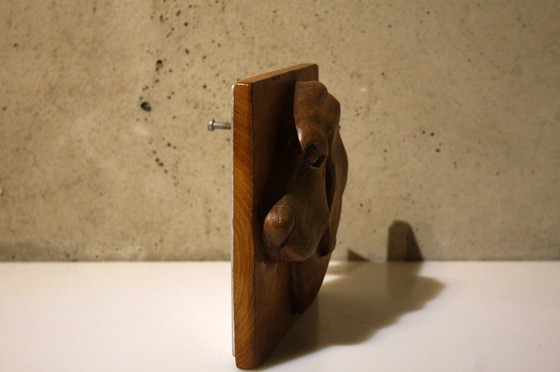 Image 1 of Labrador - Wood Carving - Door Handle - Door Pusher - Front Door Fine Door Knob or Door Pusher With a Wood Carving of a Labrador