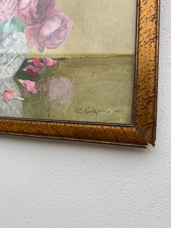 Oude aquarel stilleven met rozen, Schilderijen & Tekeningen, Papier, Hout, Meerdere kleuren (foto 4 van 14)