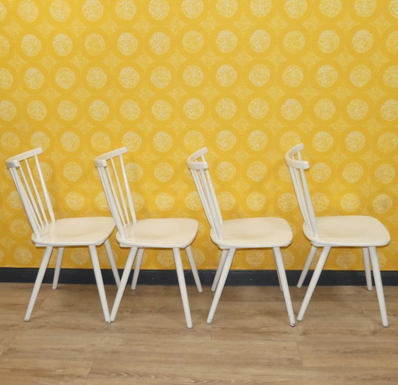 Image 1 of Set of 4 vintage chair classic kitchen chair rung chair kitchen wood white shabby chic retro wooden chair stable