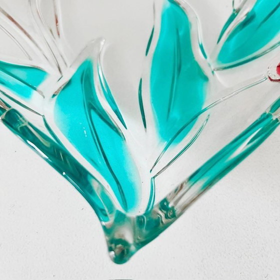 Image 1 of Ciotola vintage a forma di cuore in vetro con design 3D Tulip di Nadine Germany Walther Glass, anni '70